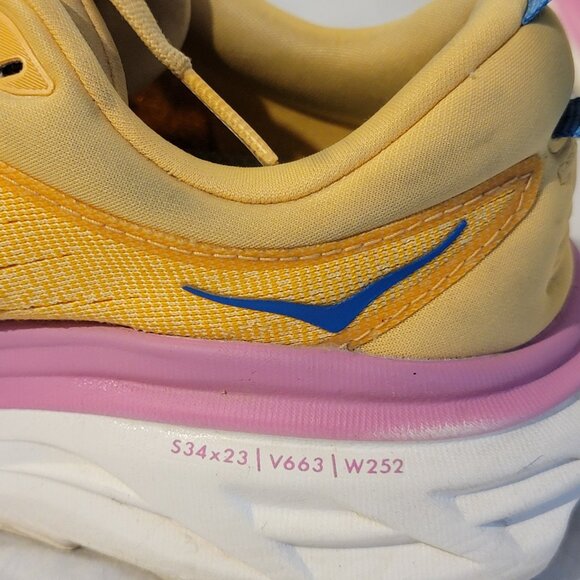 Hoka One One Bondi 8 ‘Impala/Cyclamen Running Gym Training Women’s Sz 5B Yellow - Picture 5 of 15